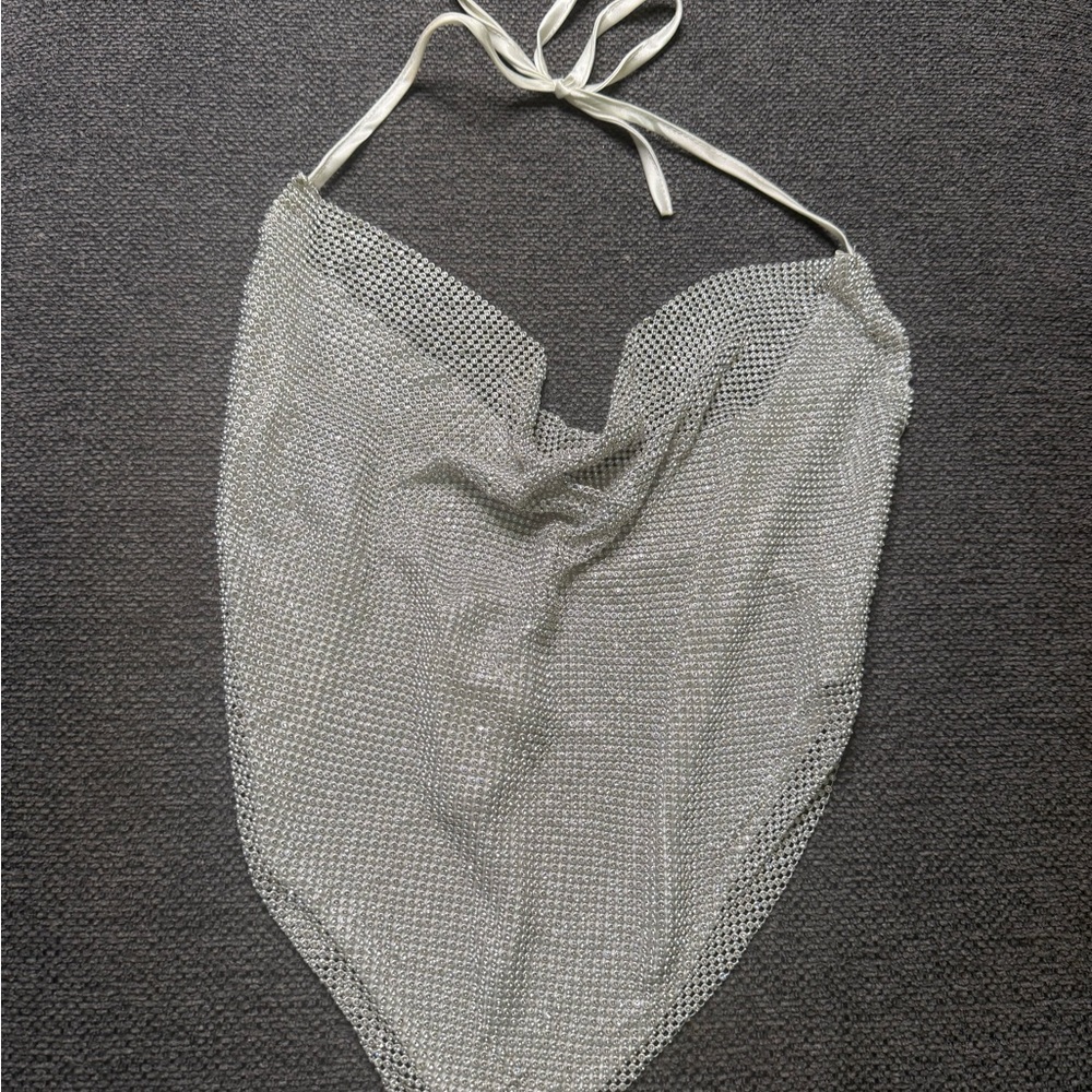 Silver Rhinestone Halter Top - Picture 2 of 7